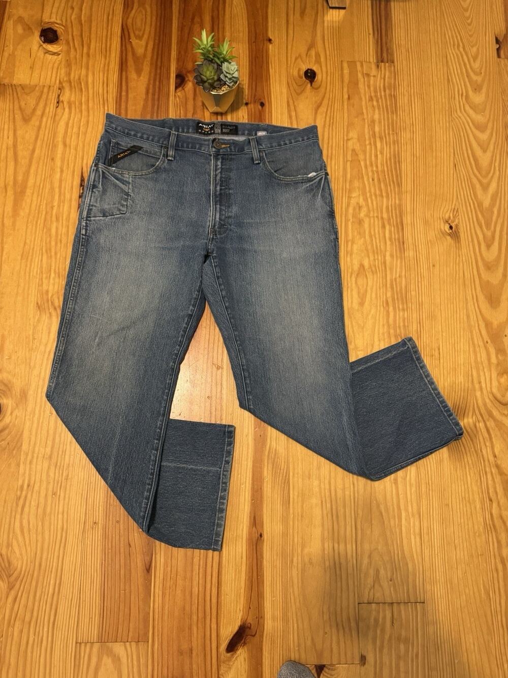 ARIAT Jeans Rebar M4 Mens 36/30 Relaxed Boot Denim Phantom Wash Work Wear (3)
